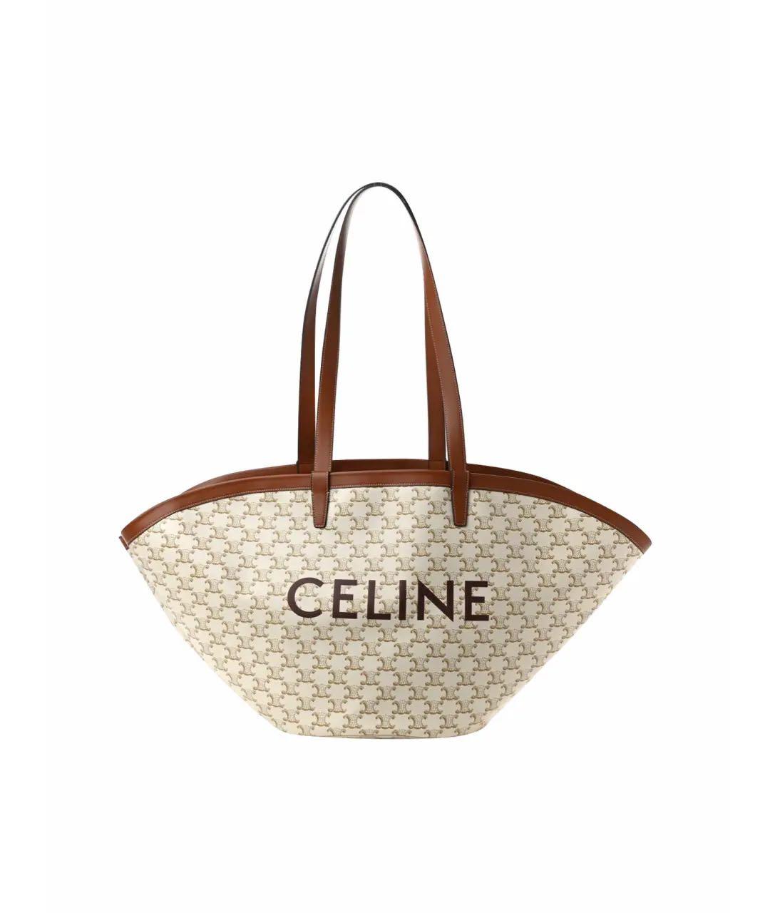 CELINE Бежевая кожаная сумка тоут, фото 7