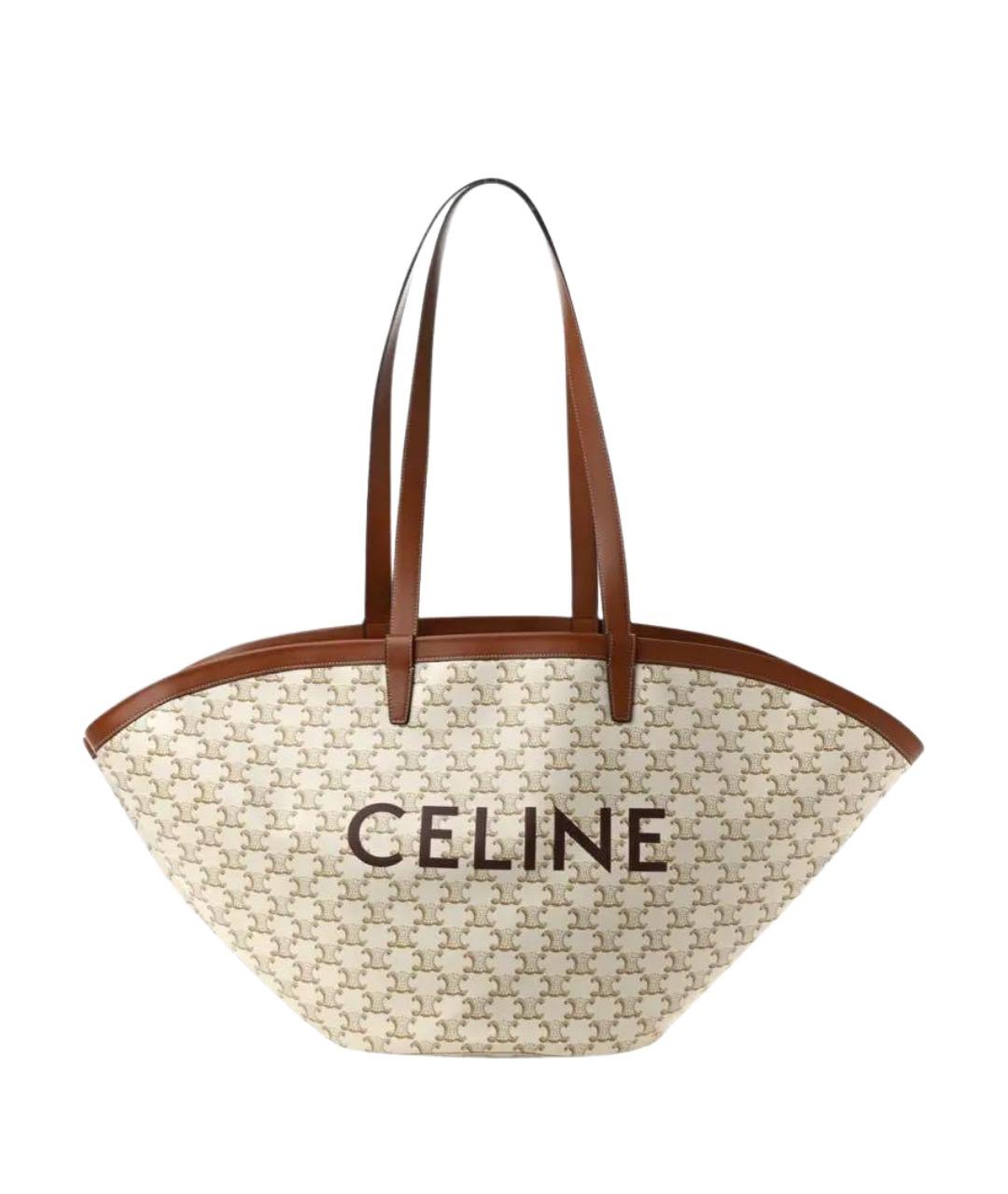 CELINE Бежевая кожаная сумка тоут, фото 1