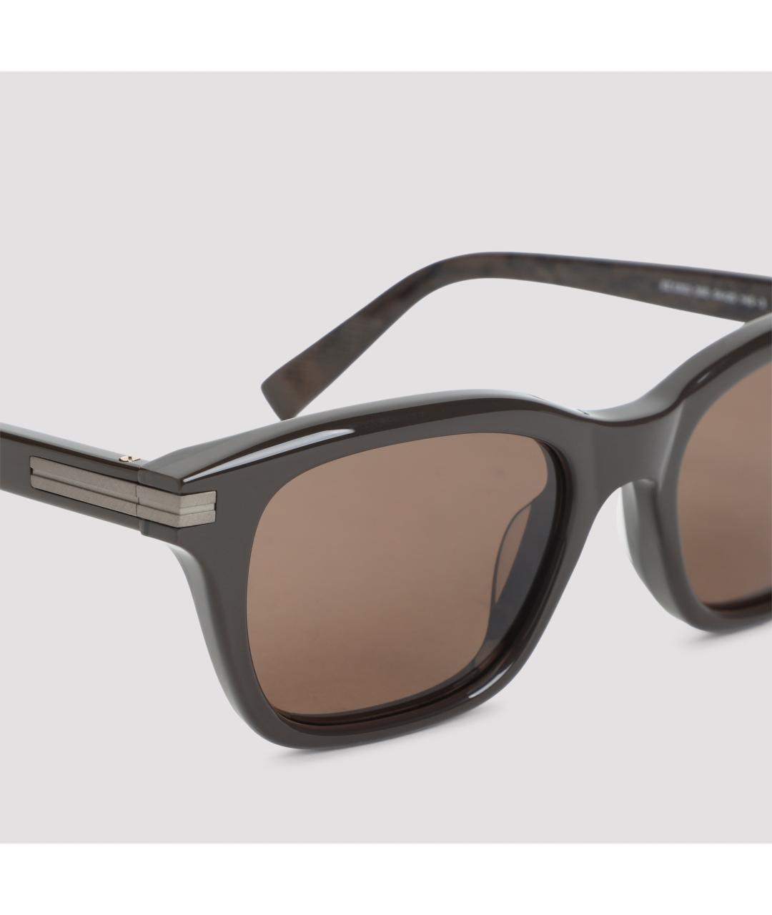 ZEGNA Коричневые пластиковые солнцезащитные очки, фото 3