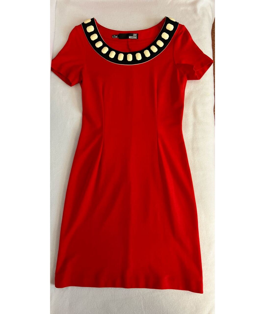 LOVE MOSCHINO Красное вискозное повседневное платье, фото 8