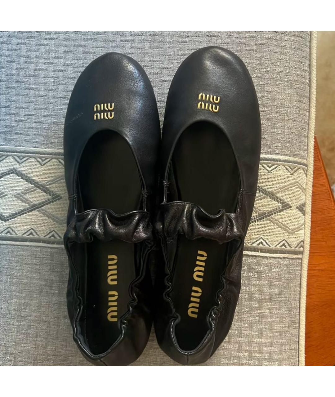 MIU MIU Черные кожаные балетки, фото 7