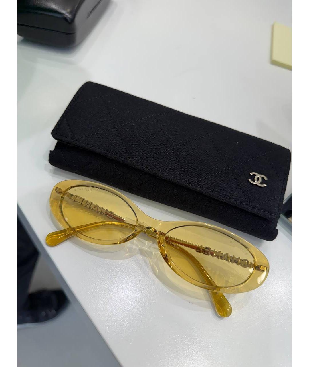 CHANEL Желтые пластиковые солнцезащитные очки, фото 4