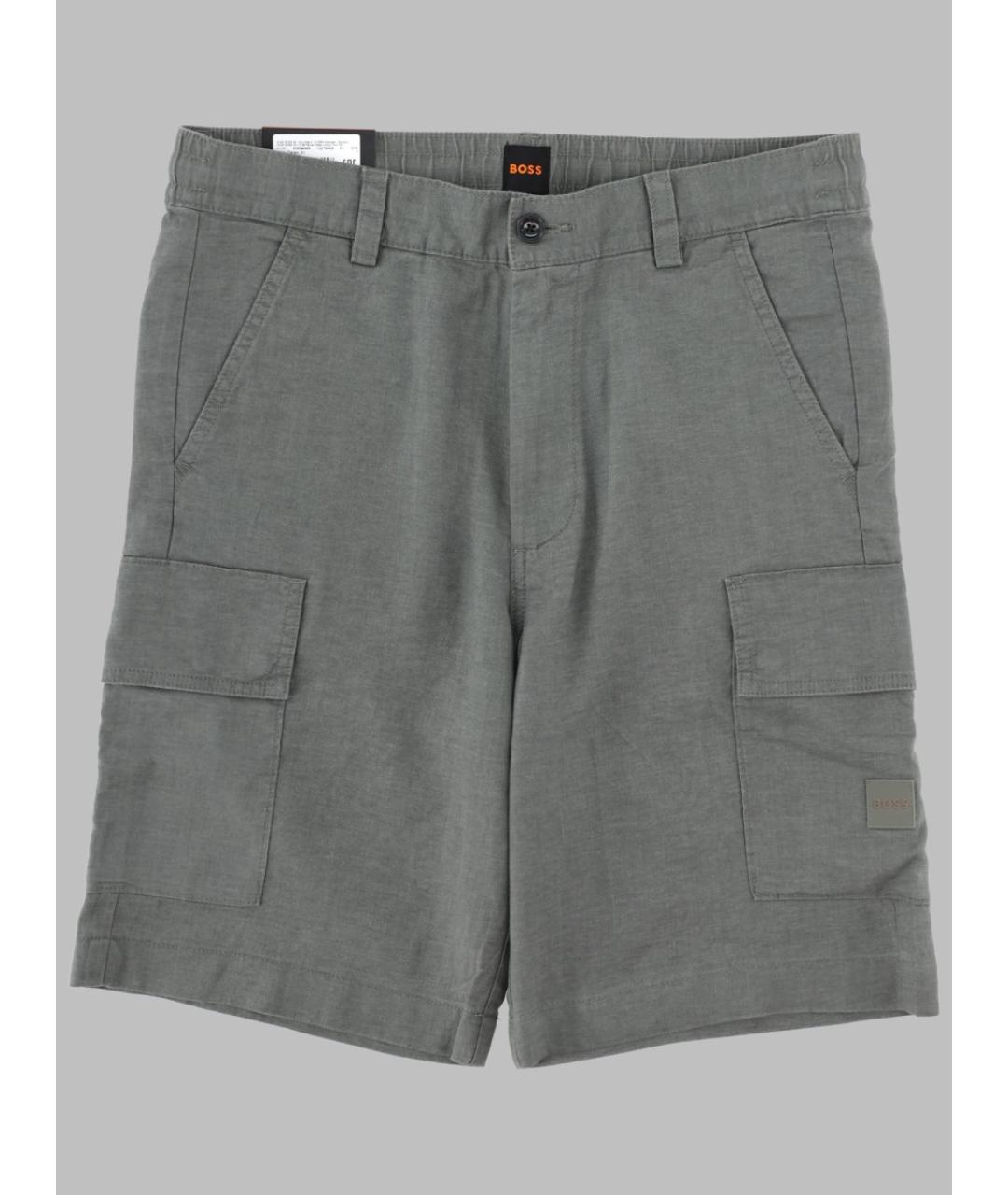 HUGO BOSS Серые льняные шорты, фото 3