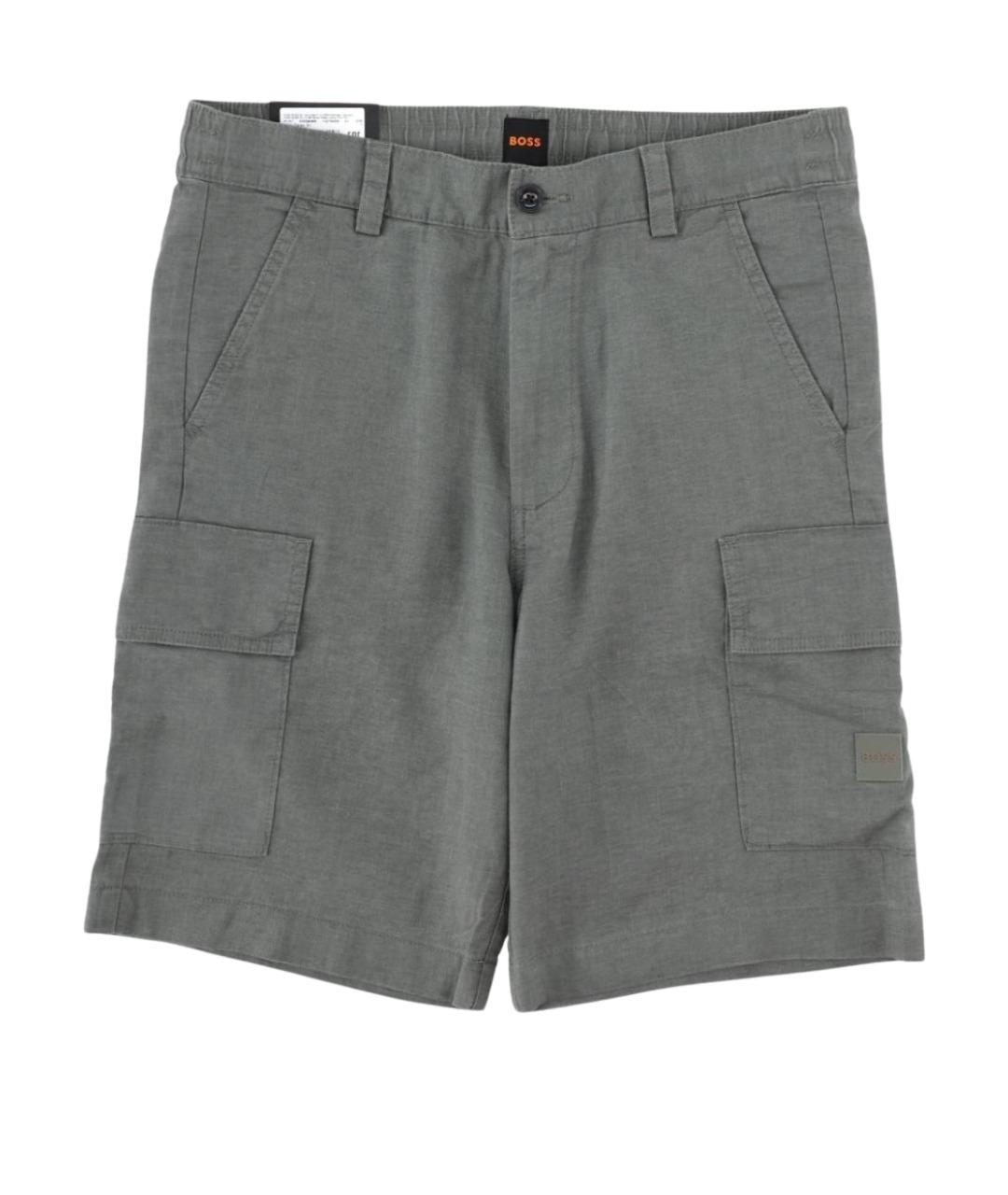 HUGO BOSS Серые льняные шорты, фото 1