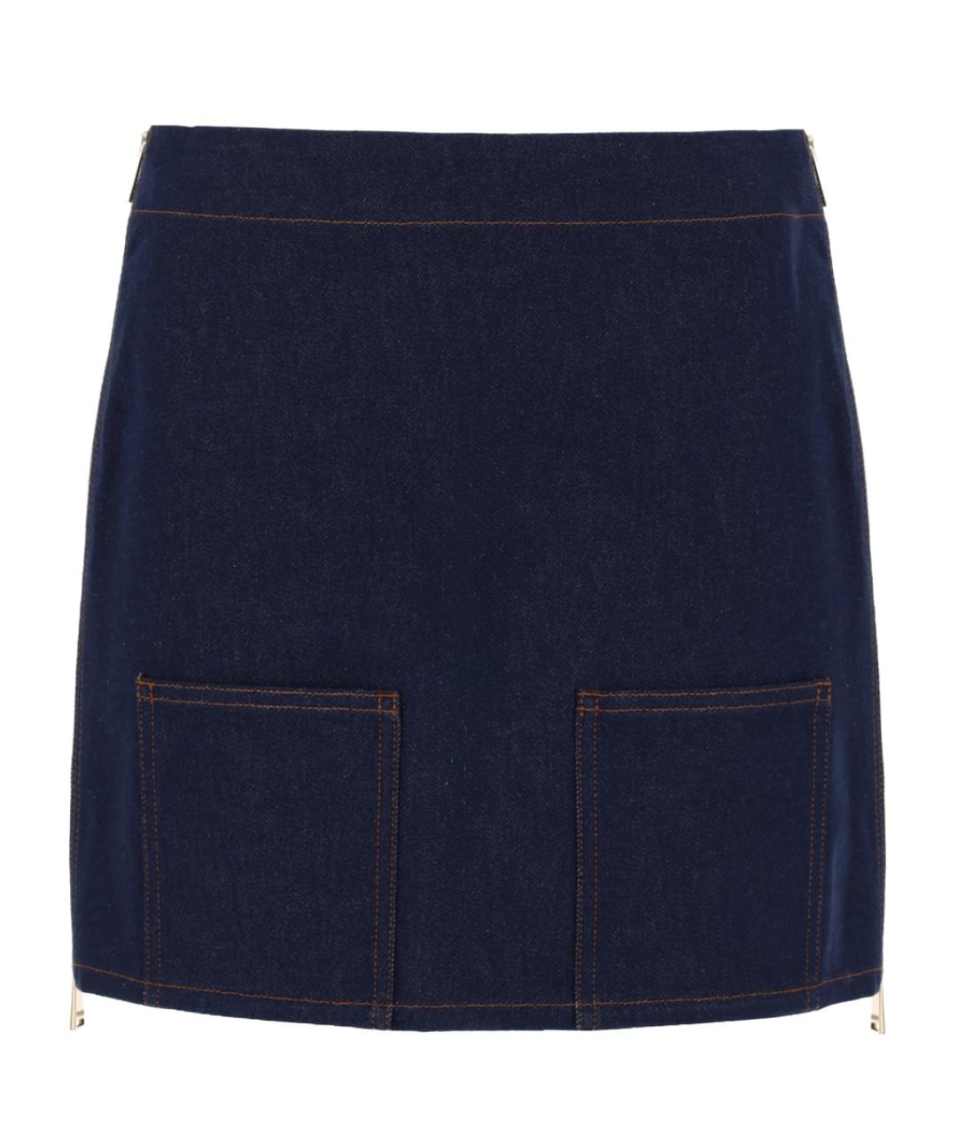 FENDI Синяя хлопковая юбка мини, фото 1