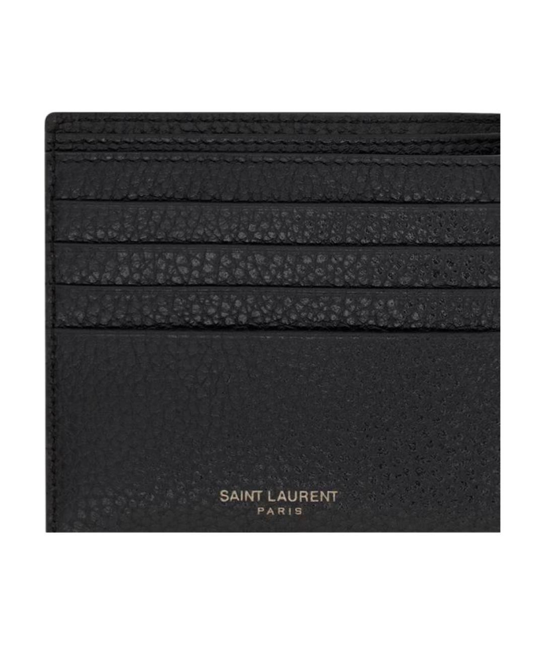 SAINT LAURENT Черный кожаный кошелек, фото 5