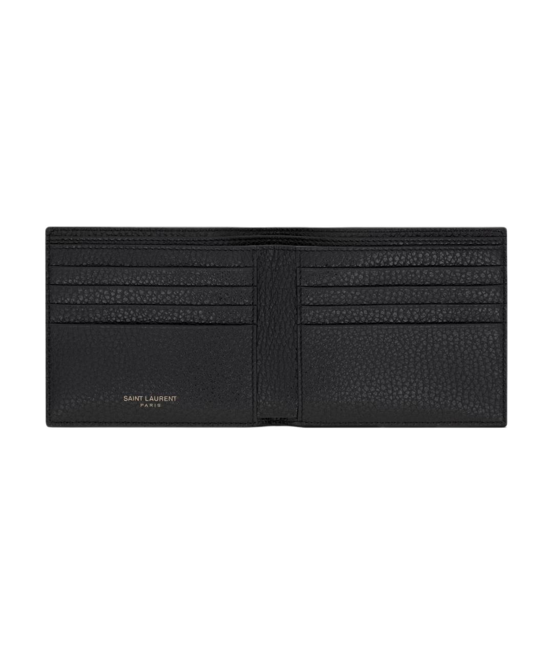 SAINT LAURENT Черный кожаный кошелек, фото 4