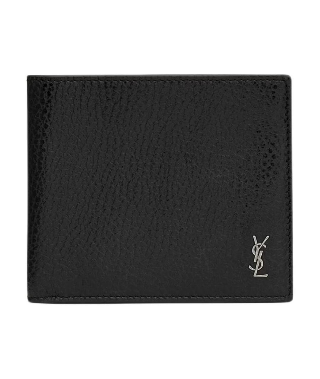 SAINT LAURENT Черный кожаный кошелек, фото 1