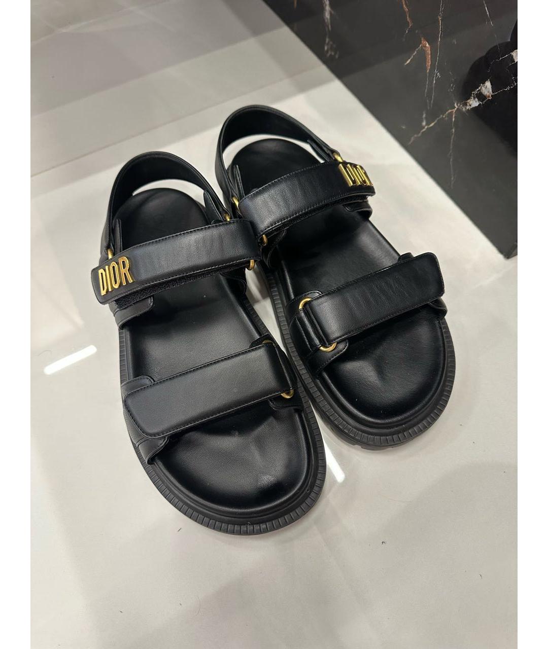 CHRISTIAN DIOR Черные кожаные сандалии, фото 2