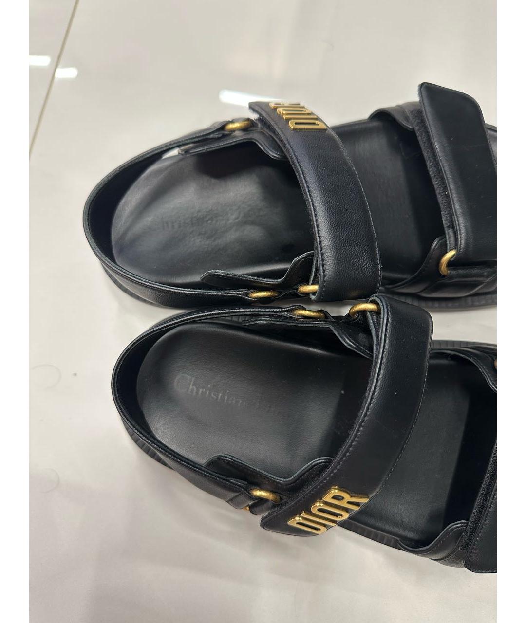 CHRISTIAN DIOR Черные кожаные сандалии, фото 5