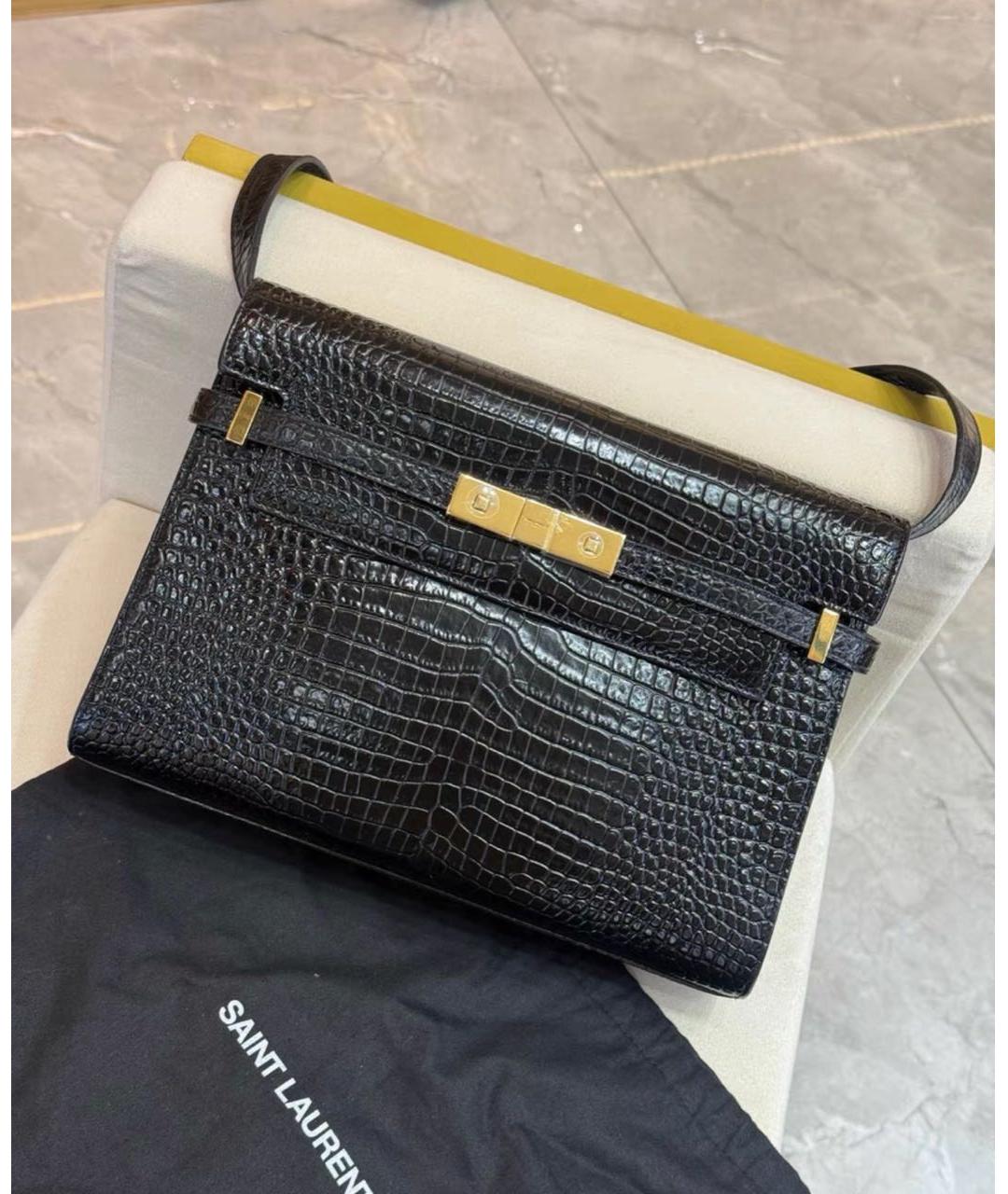 SAINT LAURENT Черная кожаная сумка через плечо, фото 3