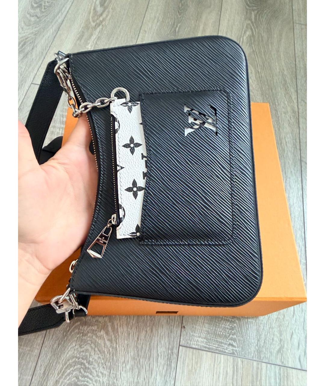 LOUIS VUITTON Черная кожаная сумка через плечо, фото 2