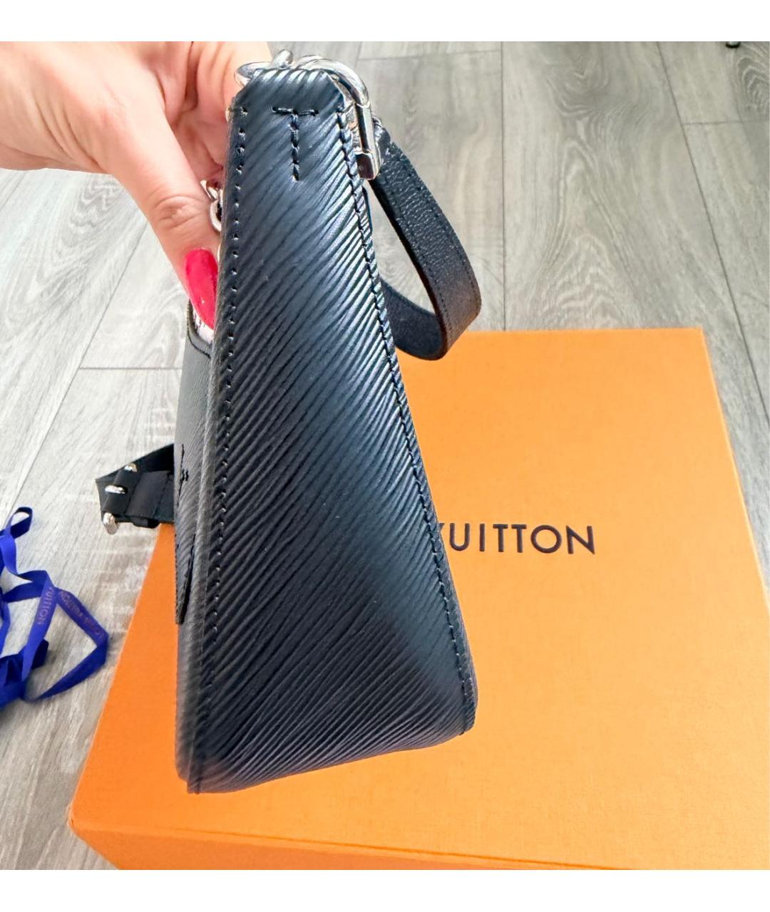 LOUIS VUITTON Черная кожаная сумка через плечо, фото 6
