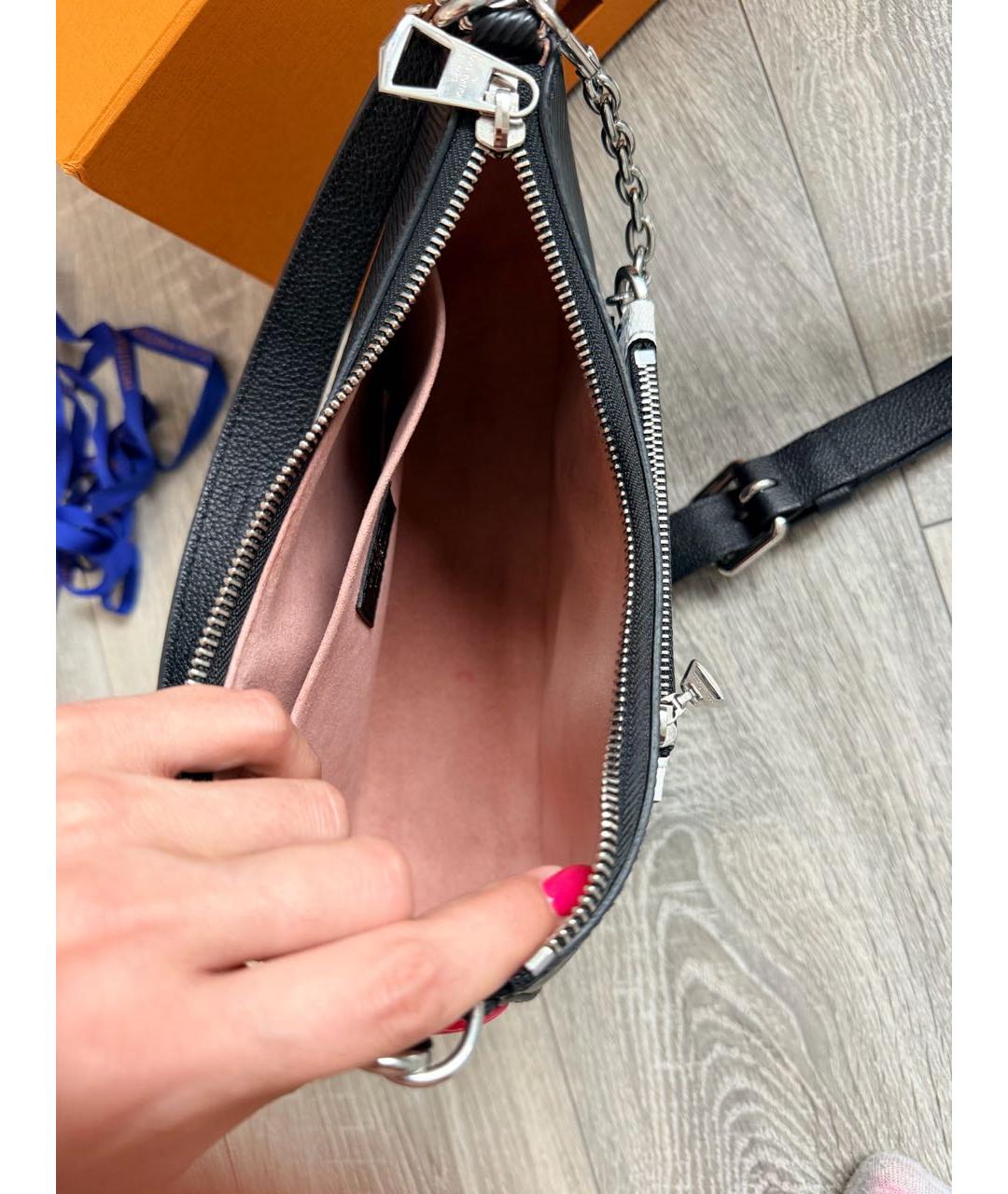 LOUIS VUITTON Черная кожаная сумка через плечо, фото 5