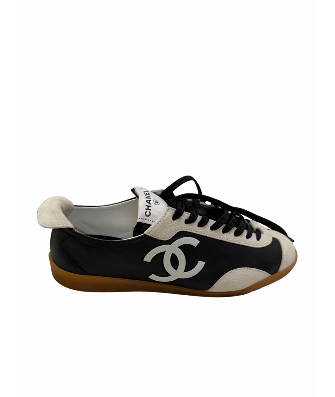 CHANEL Черные кожаные кеды, фото 1