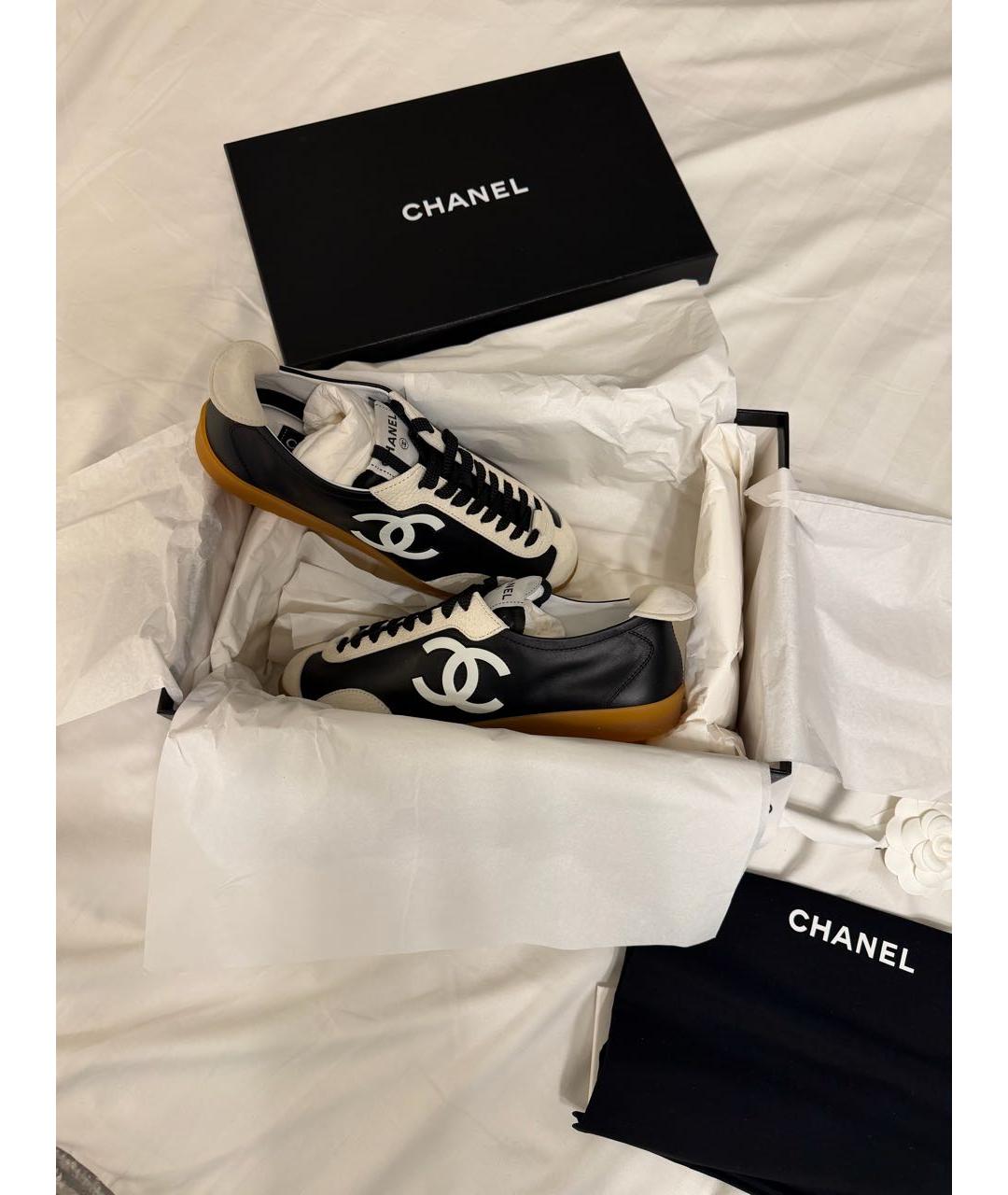 CHANEL Черные кожаные кеды, фото 2
