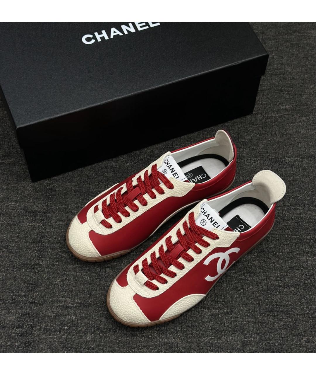 CHANEL Красные кожаные кеды, фото 4