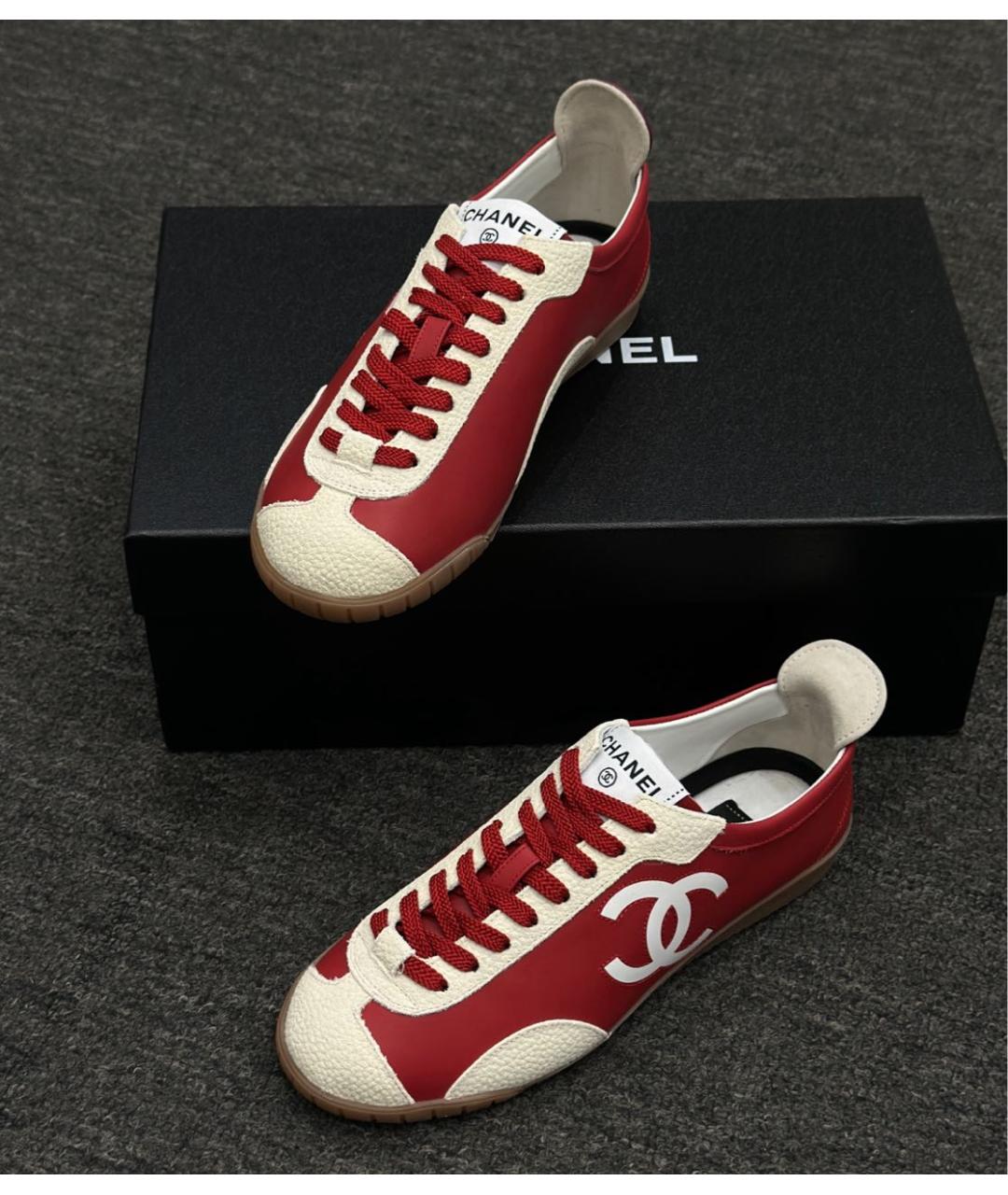 CHANEL Красные кожаные кеды, фото 5