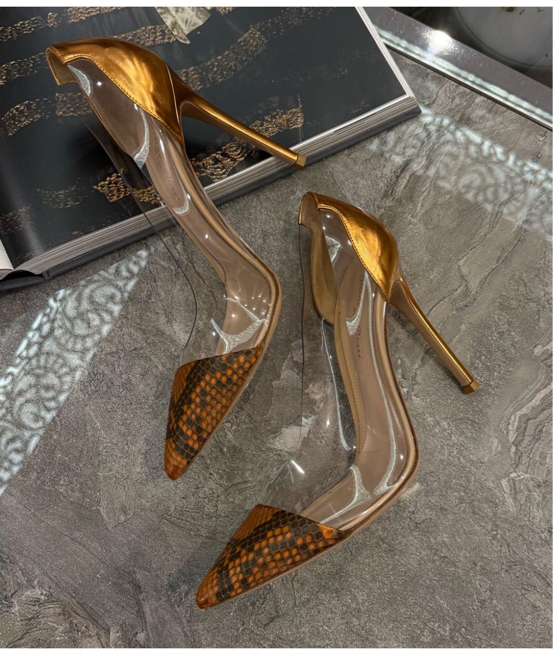 GIANVITO ROSSI Золотые кожаные туфли, фото 7
