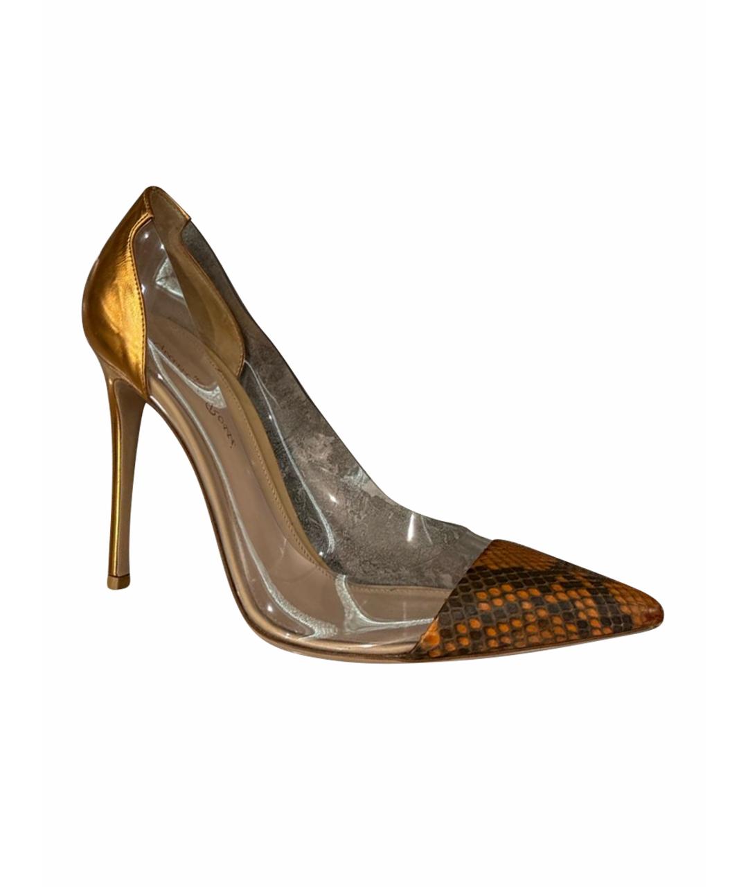 GIANVITO ROSSI Золотые кожаные туфли, фото 1