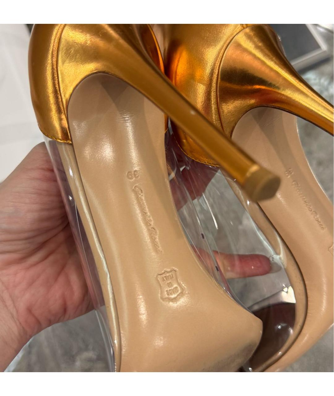 GIANVITO ROSSI Золотые кожаные туфли, фото 6
