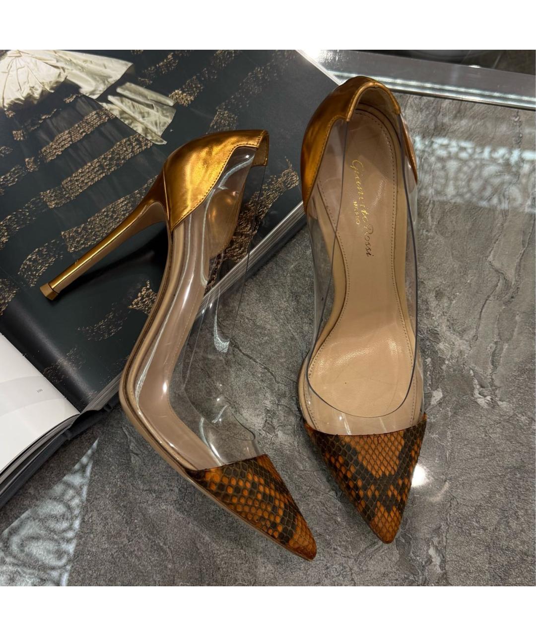GIANVITO ROSSI Золотые кожаные туфли, фото 3