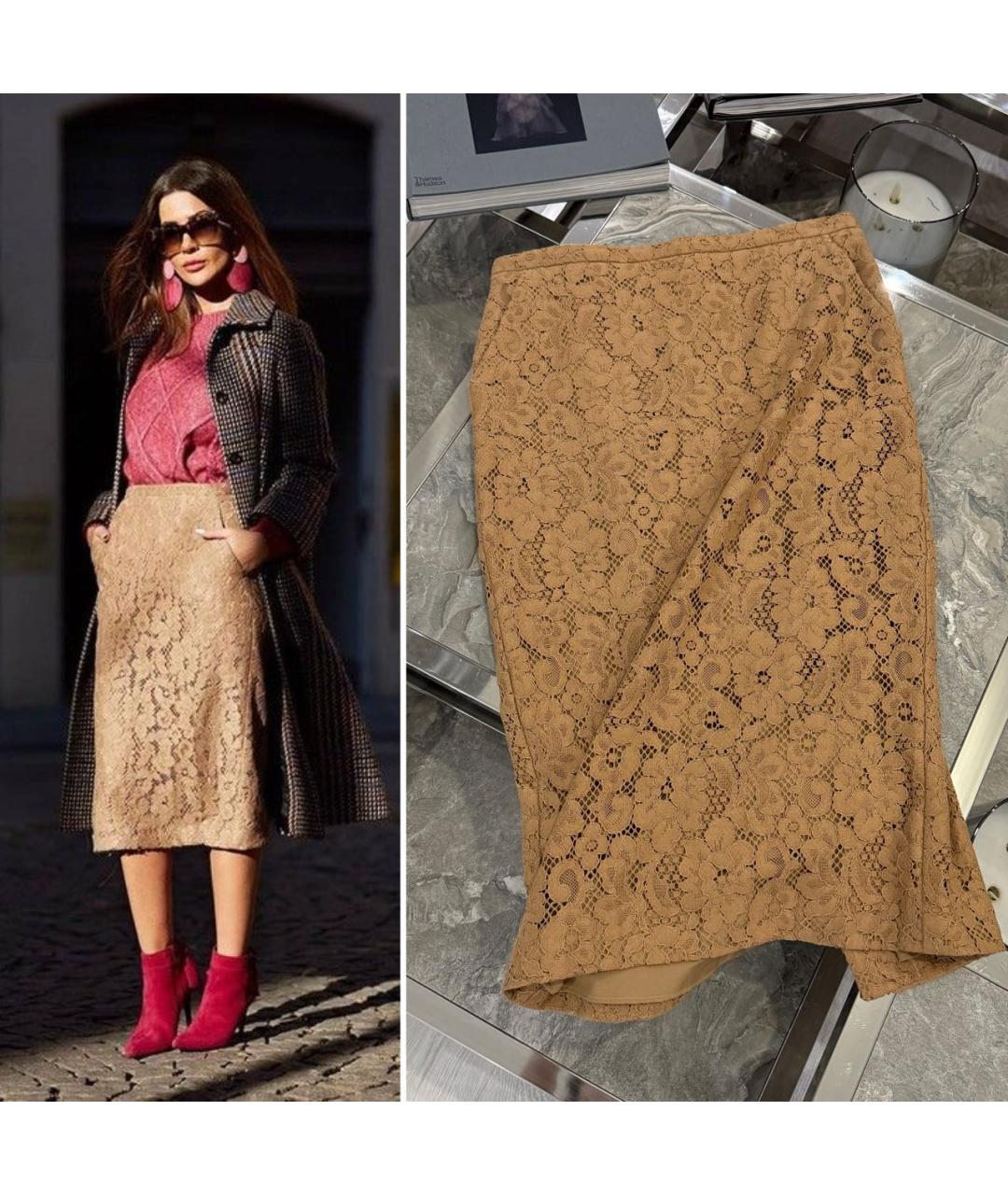 MAX MARA Бежевая юбка миди, фото 3