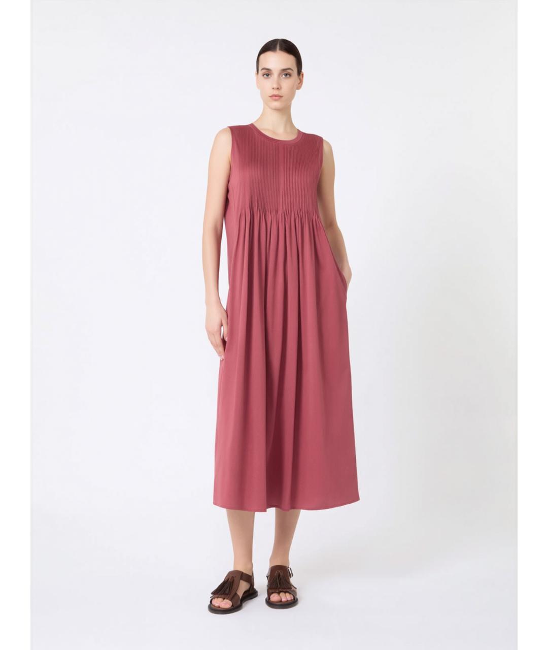 WEEKEND MAX MARA Бордовое хлопковое повседневное платье, фото 2