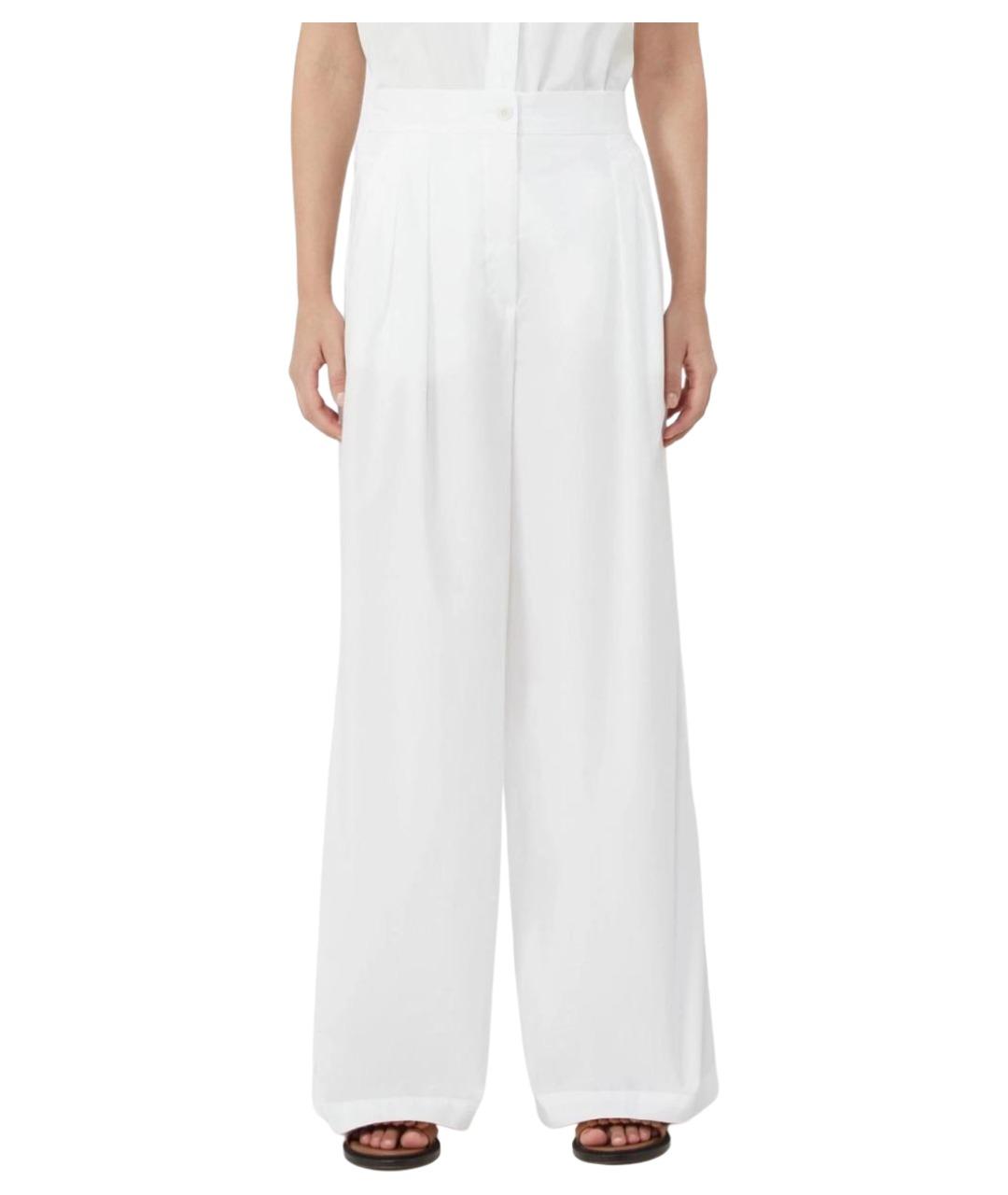 WEEKEND MAX MARA Белые хлопковые брюки широкие, фото 2