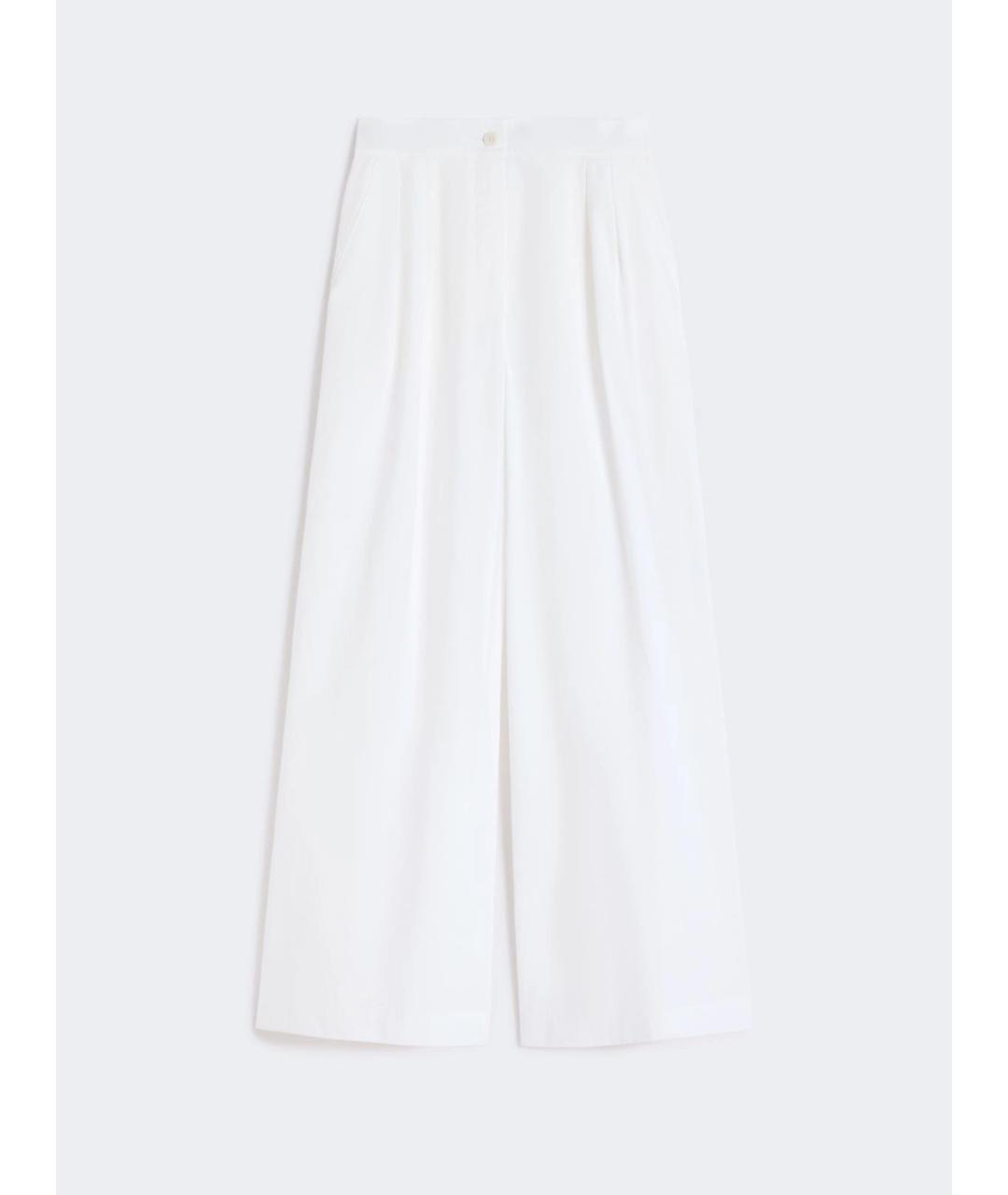 WEEKEND MAX MARA Белые хлопковые брюки широкие, фото 4