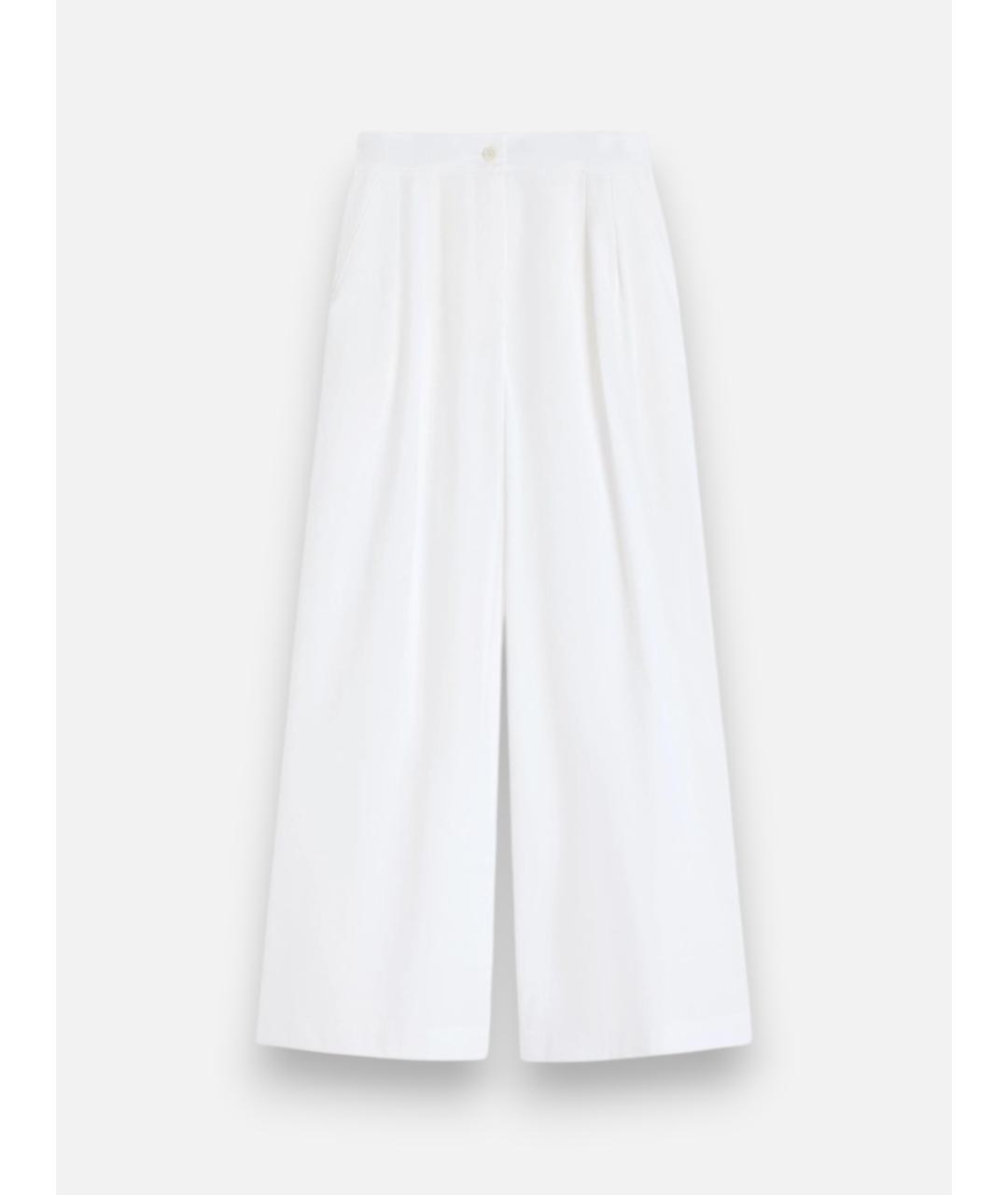 WEEKEND MAX MARA Белые хлопковые брюки широкие, фото 1