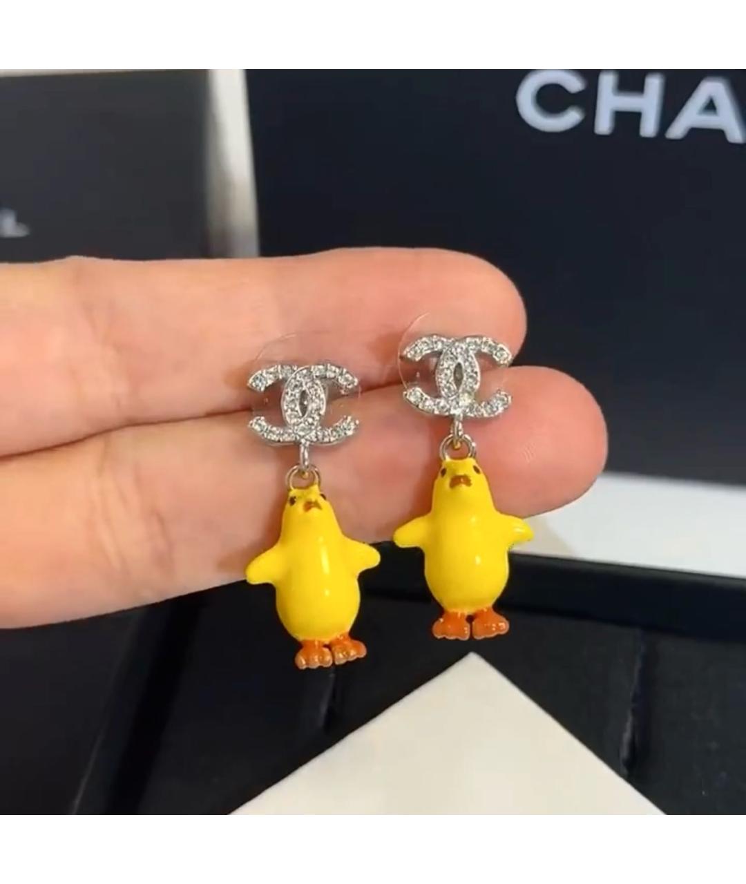 CHANEL Желтые серьги, фото 3