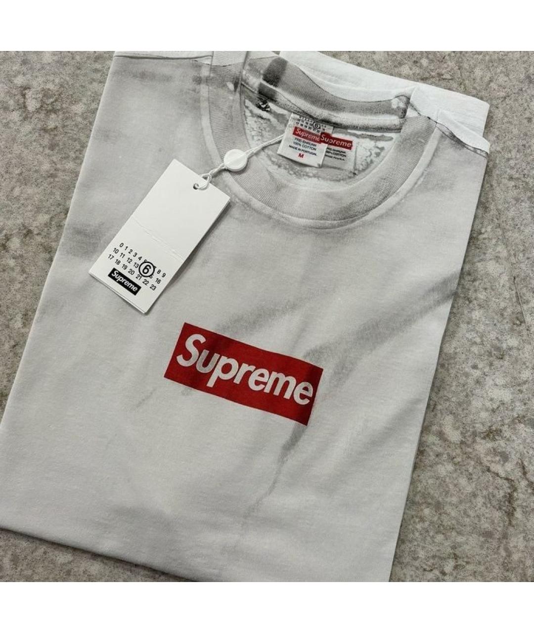 SUPREME Белая хлопковая футболка, фото 3