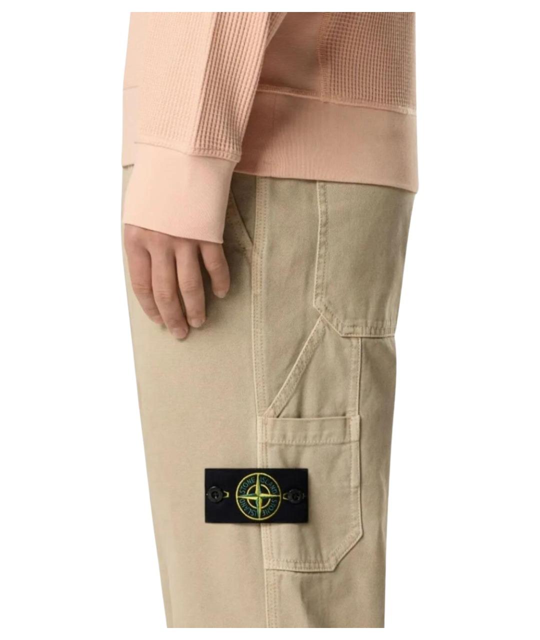 STONE ISLAND Бежевые хлопковые повседневные брюки, фото 4
