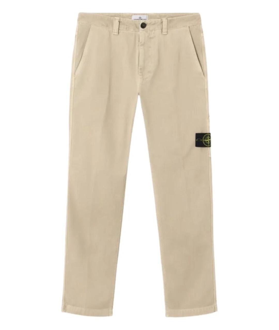 STONE ISLAND Бежевые хлопковые повседневные брюки, фото 1