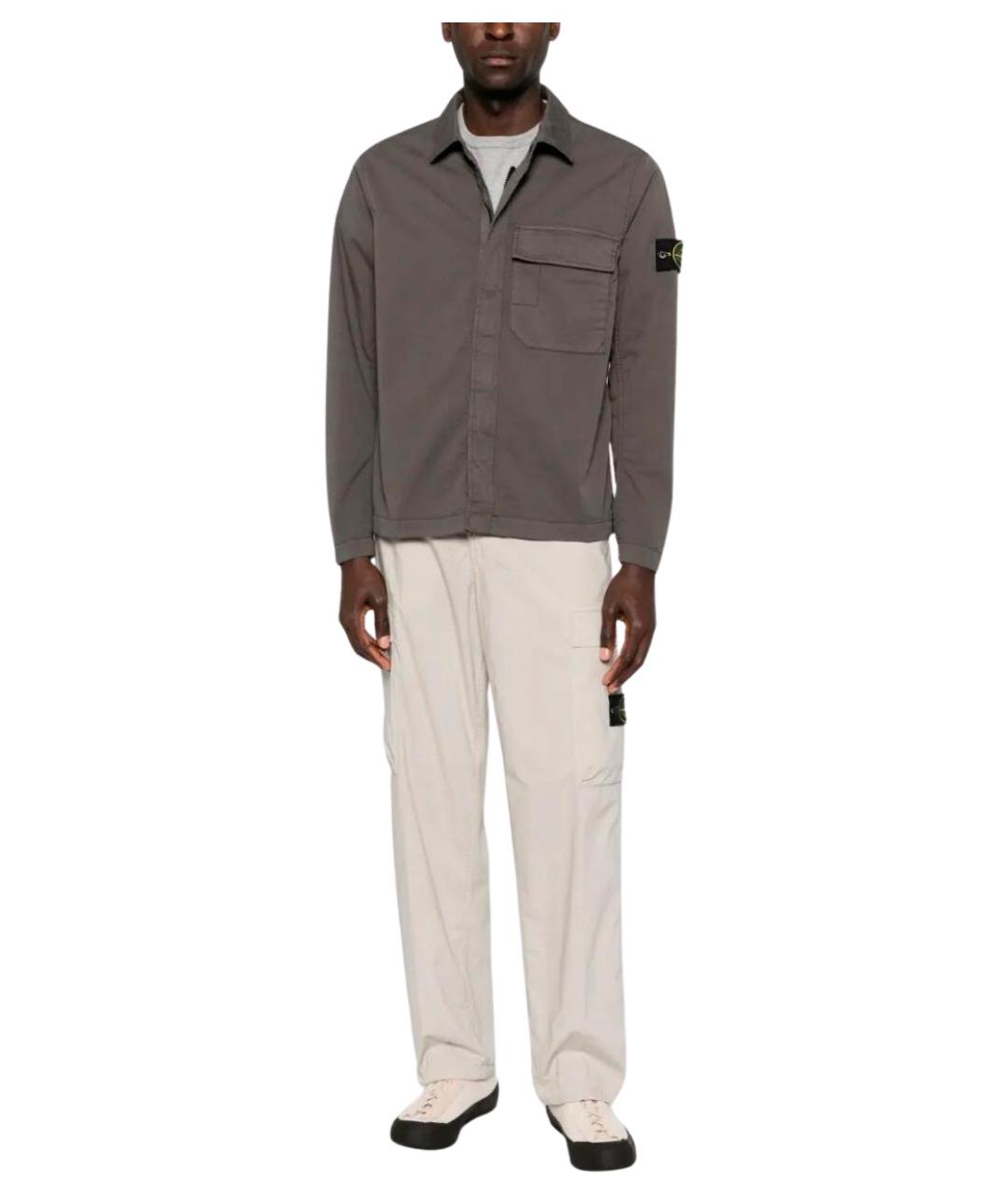STONE ISLAND Серые хлопковые повседневные брюки, фото 2