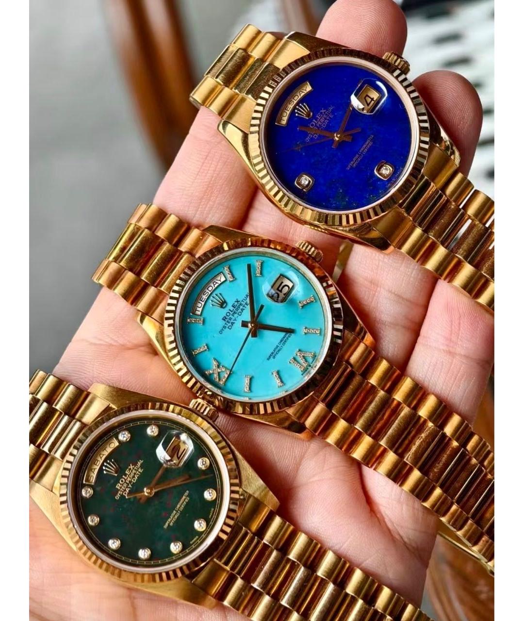 ROLEX Голубые часы из желтого золота, фото 8