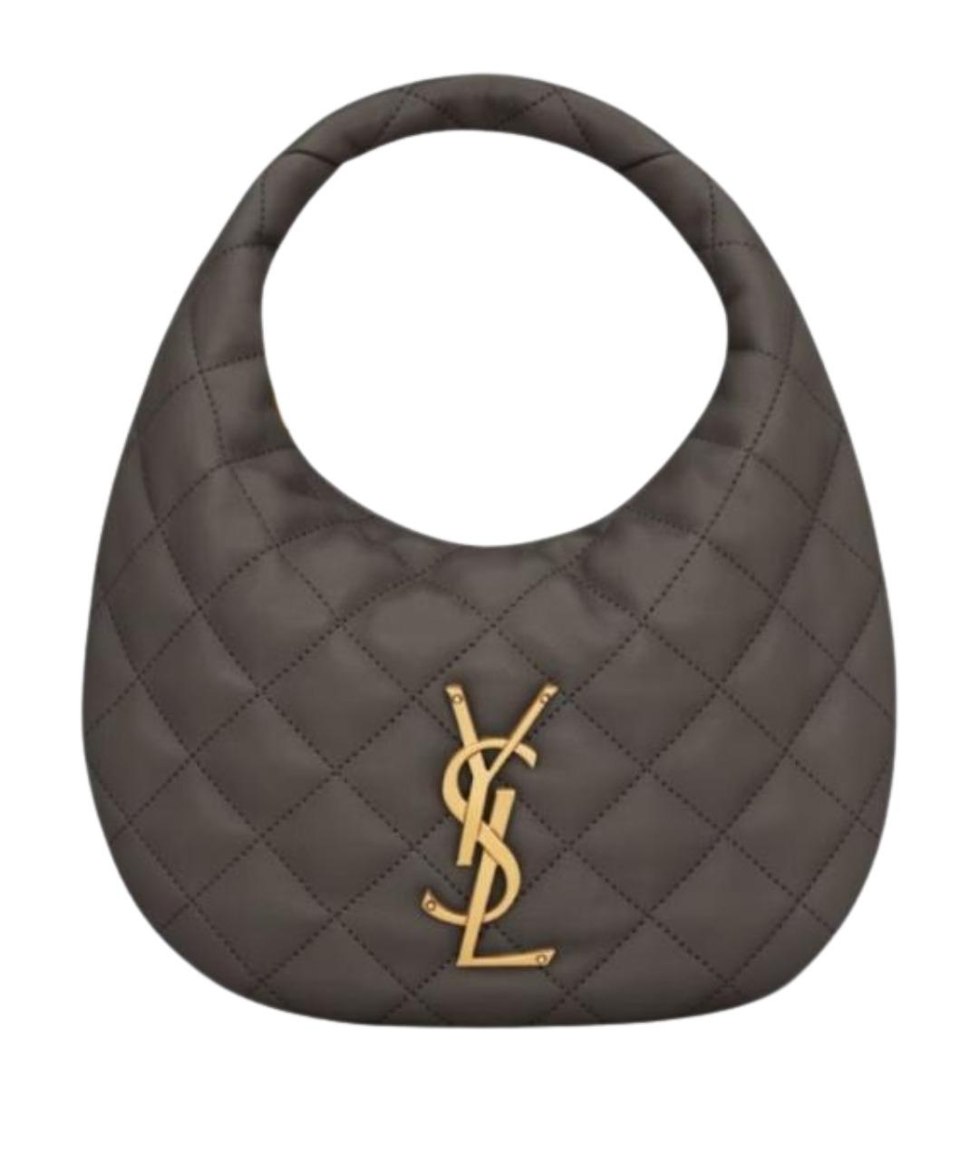 SAINT LAURENT Антрацитовая кожаная сумка через плечо, фото 1