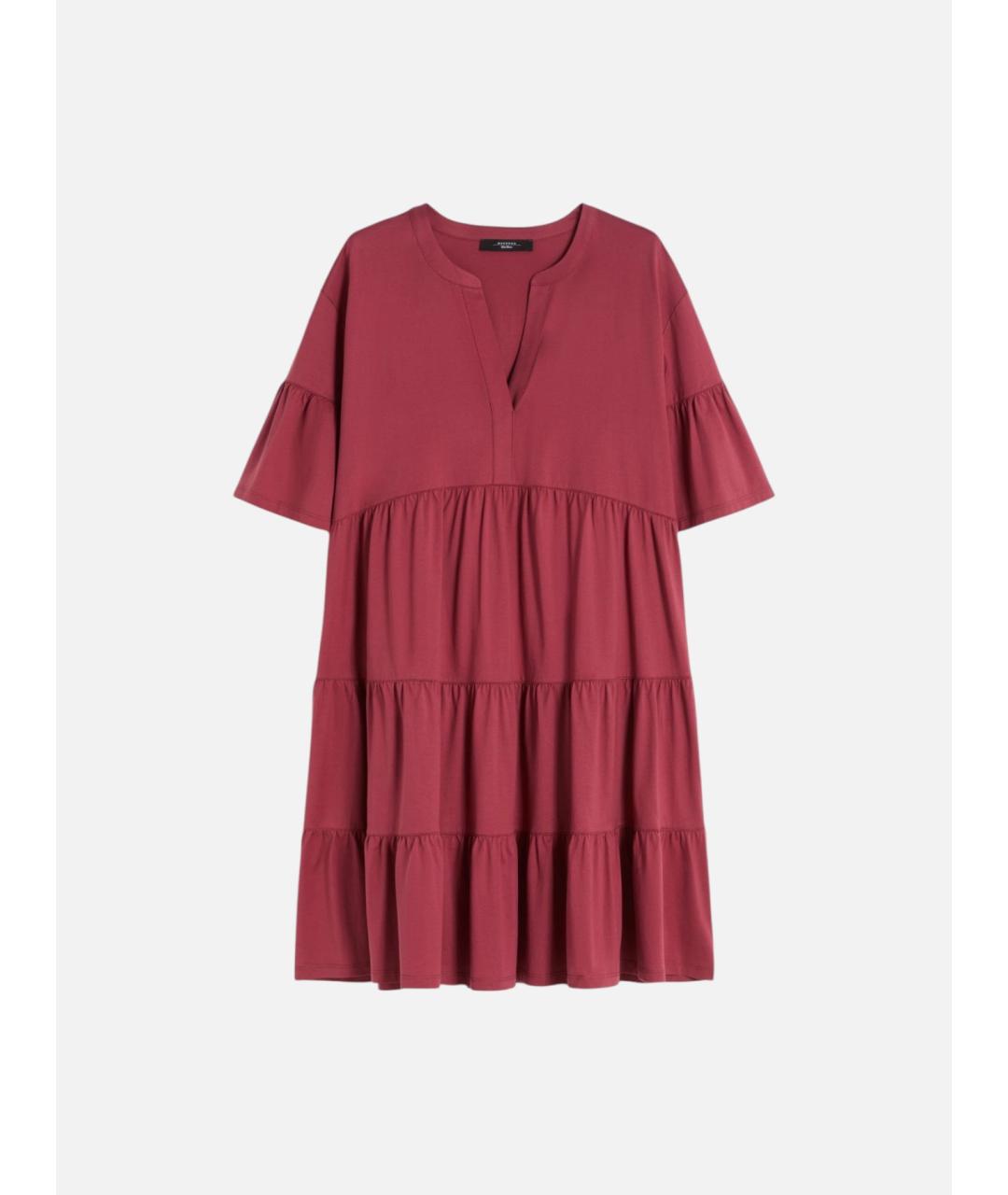 WEEKEND MAX MARA Бордовое хлопковое повседневное платье, фото 5
