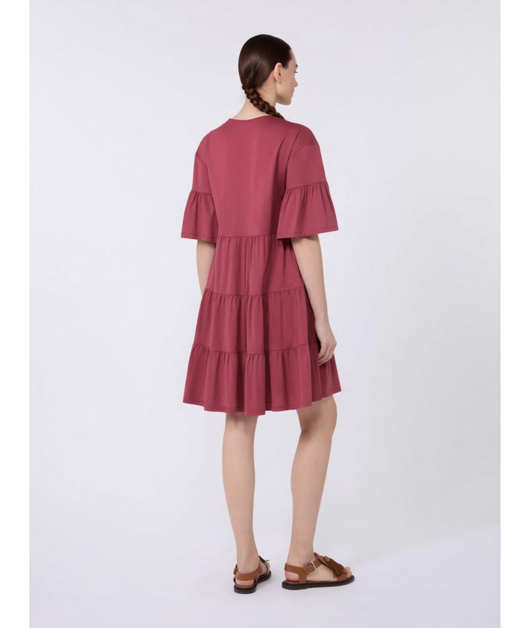 WEEKEND MAX MARA Бордовое хлопковое повседневное платье, фото 4