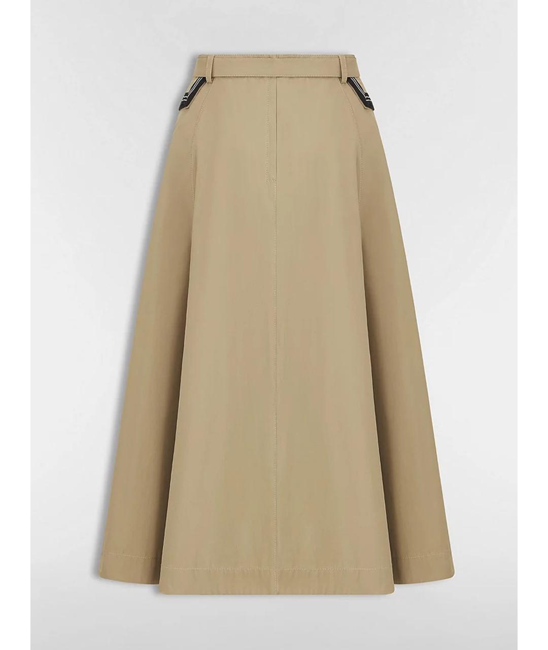 CHRISTIAN DIOR Бежевая хлопковая юбка миди, фото 2