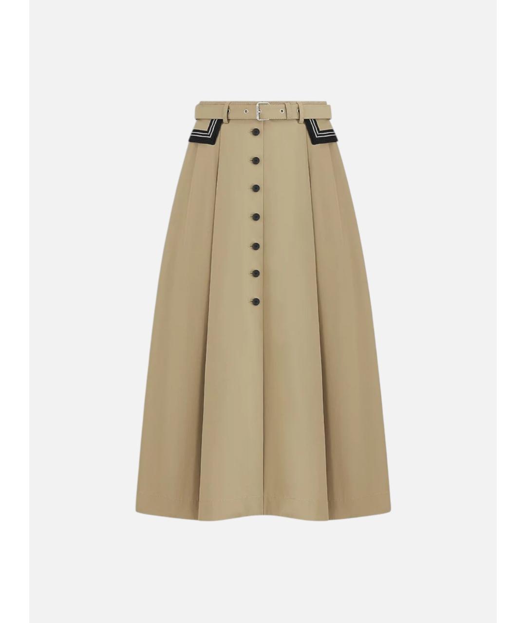CHRISTIAN DIOR Бежевая хлопковая юбка миди, фото 3