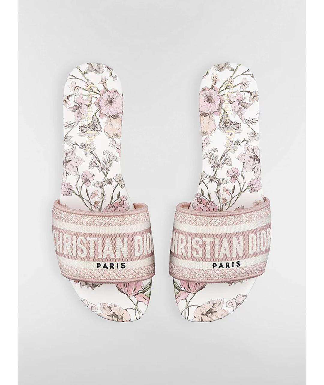 CHRISTIAN DIOR Розовые текстильные шлепанцы, фото 3