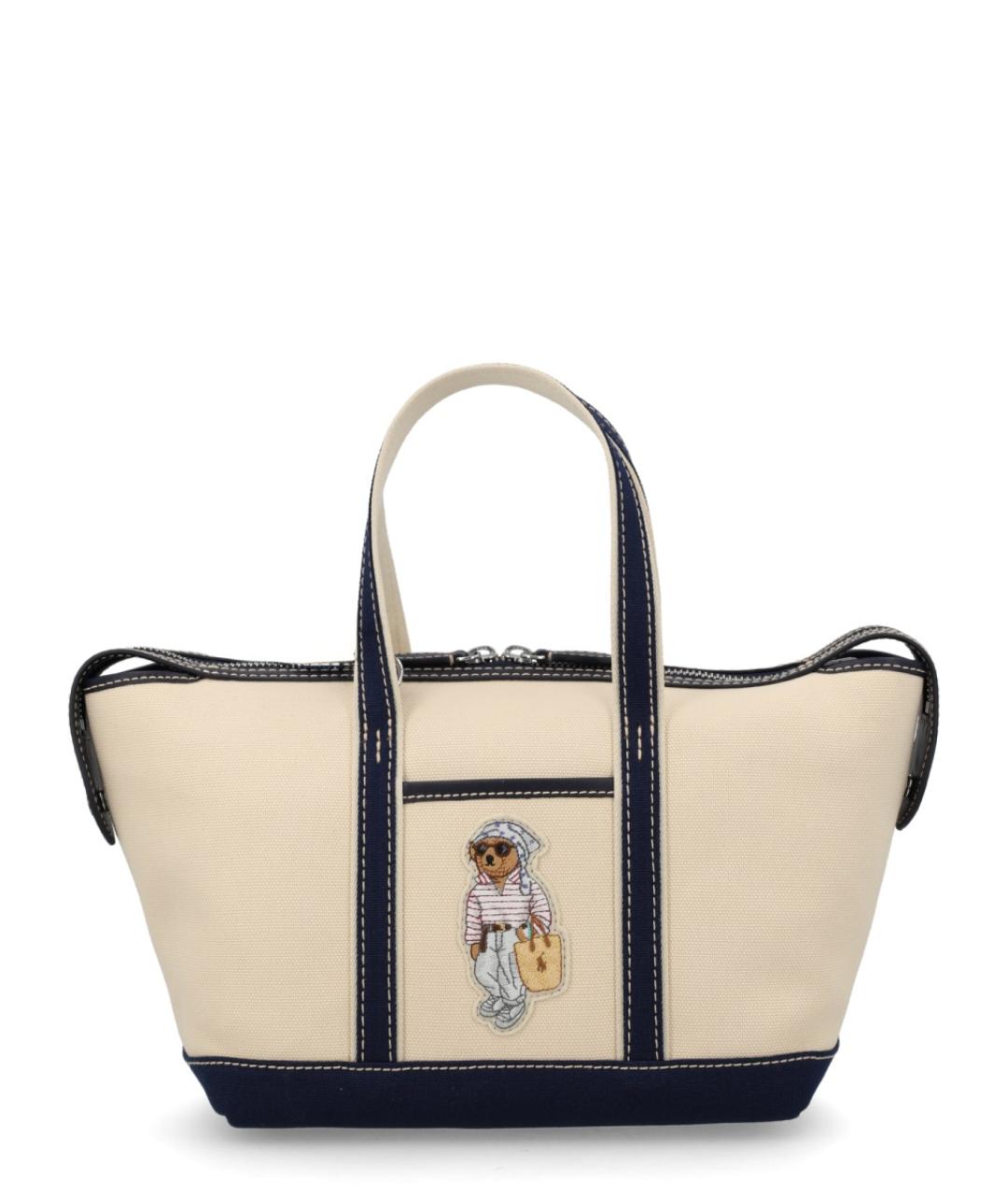 POLO RALPH LAUREN Бежевая тканевая сумка тоут, фото 1