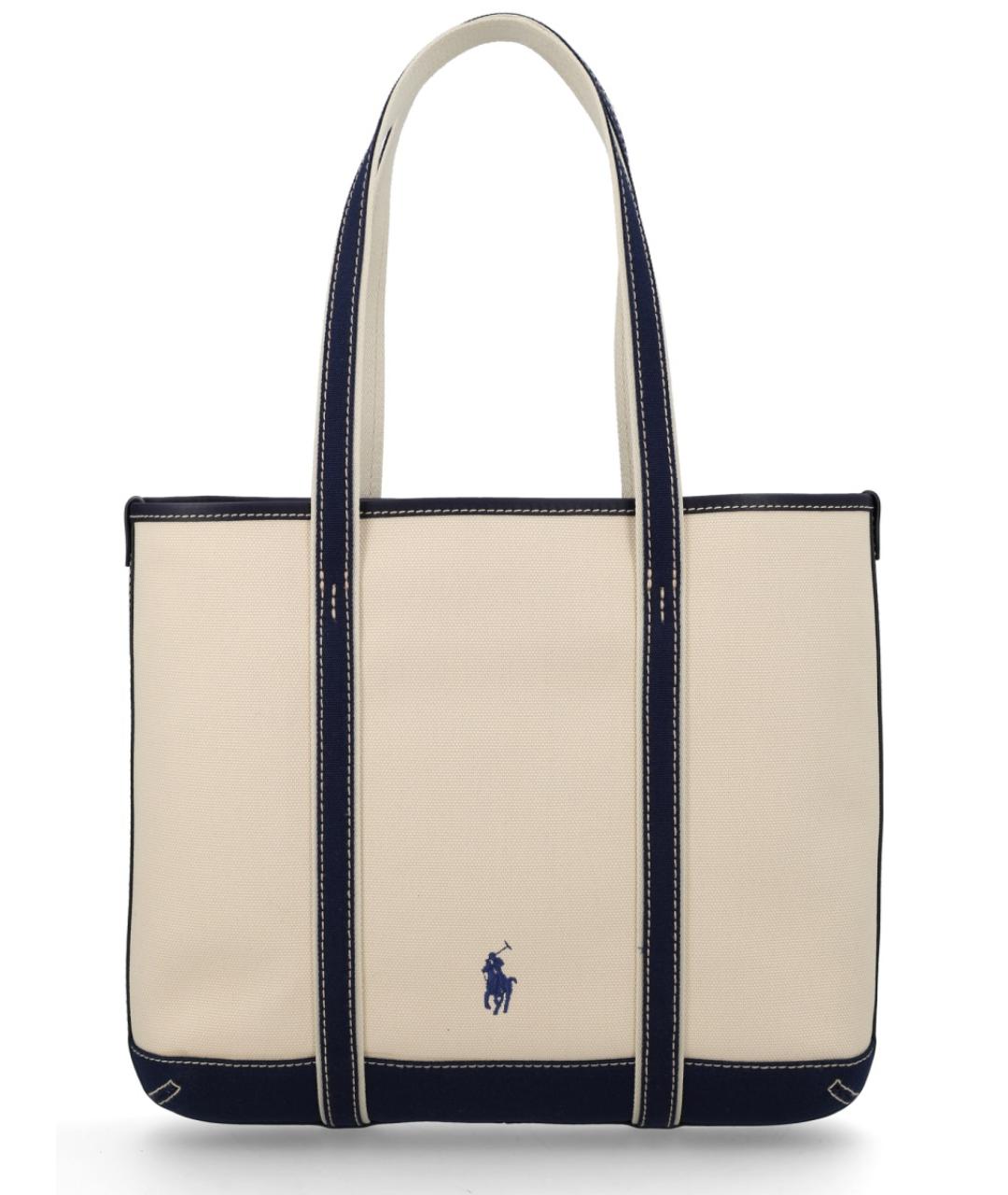 POLO RALPH LAUREN Бежевая хлопковая сумка тоут, фото 2