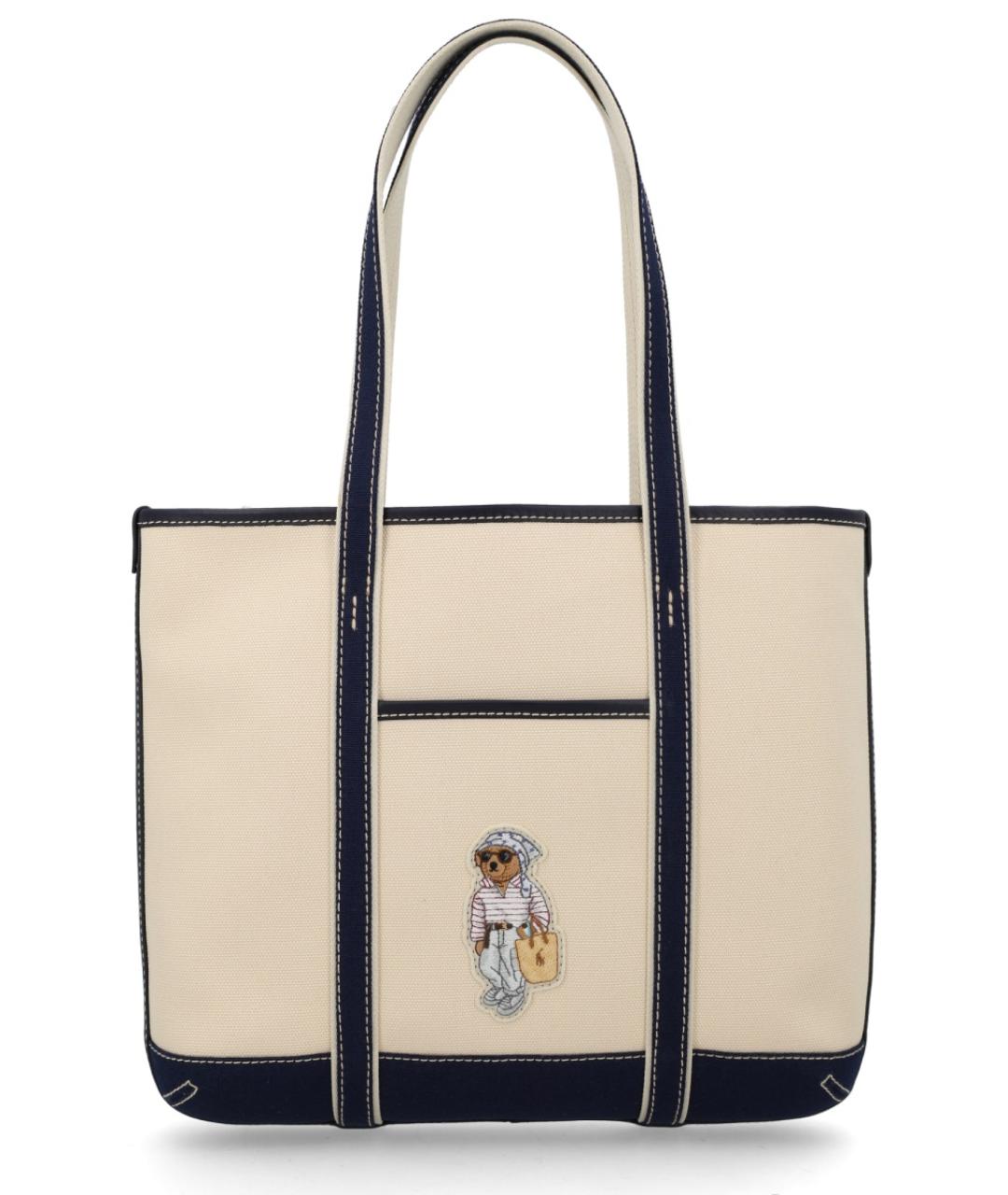 POLO RALPH LAUREN Бежевая хлопковая сумка тоут, фото 1