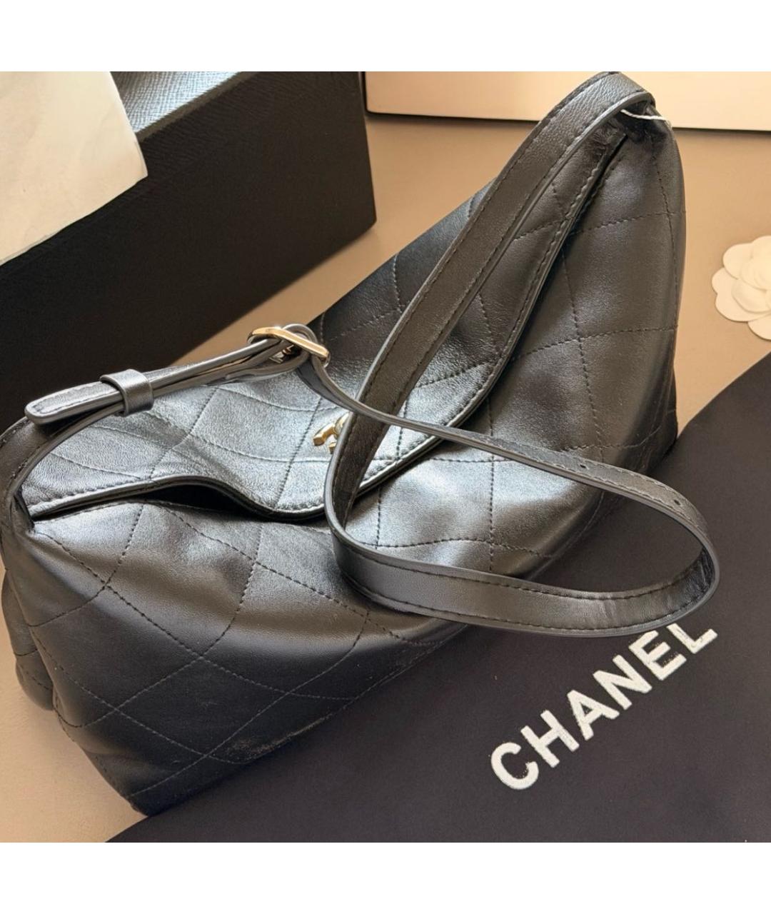 CHANEL Черная кожаная сумка через плечо, фото 6