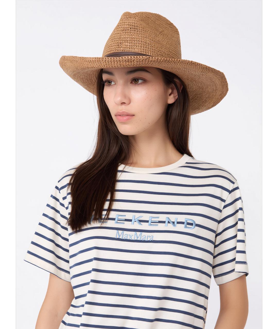 WEEKEND MAX MARA Коричневая соломенная шляпа, фото 3