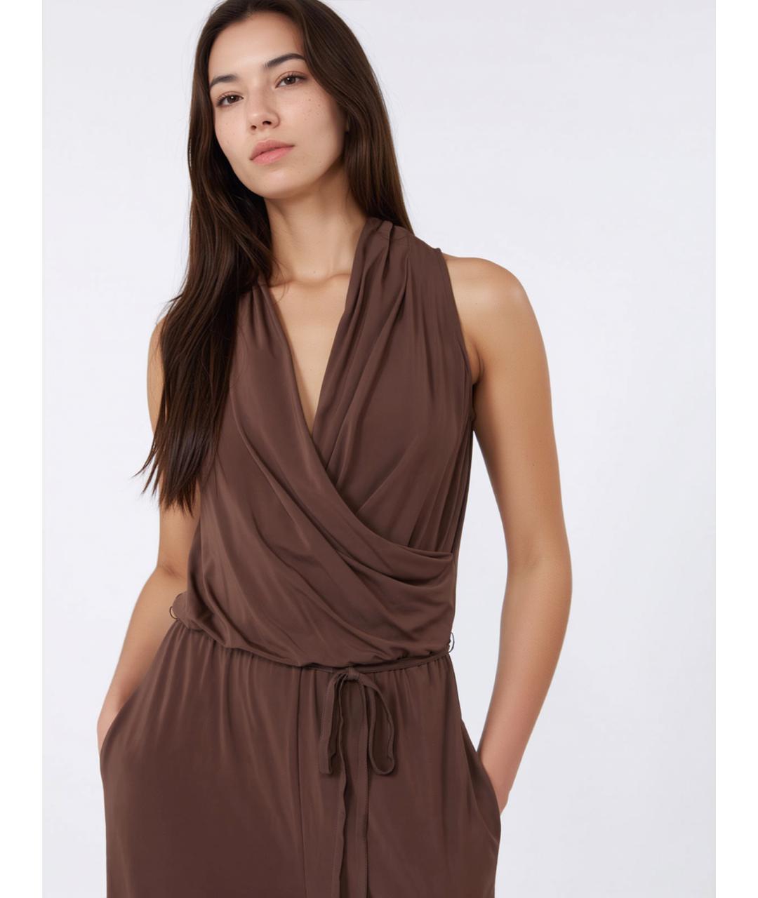 WEEKEND MAX MARA Коричневый вискозный комбинезон, фото 5