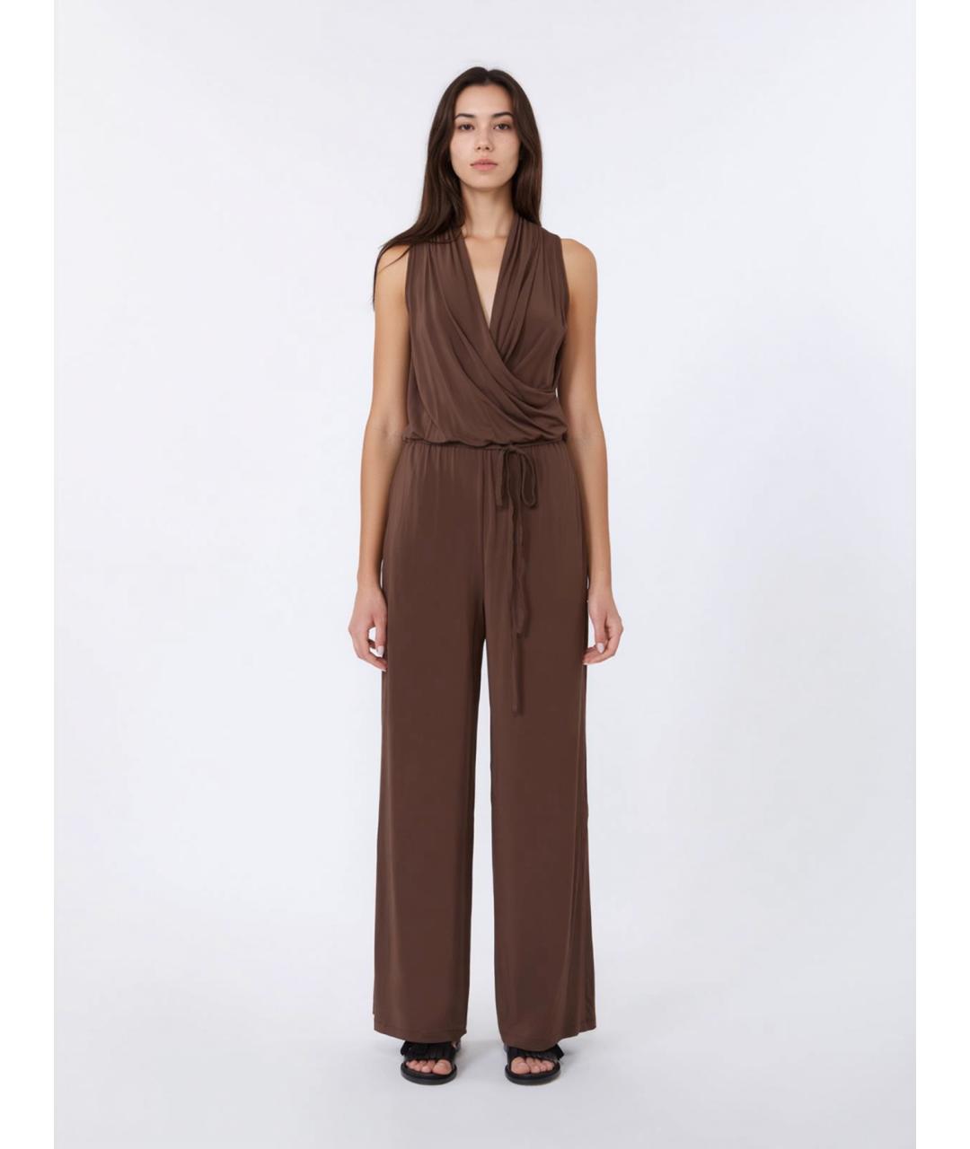 WEEKEND MAX MARA Коричневый вискозный комбинезон, фото 3